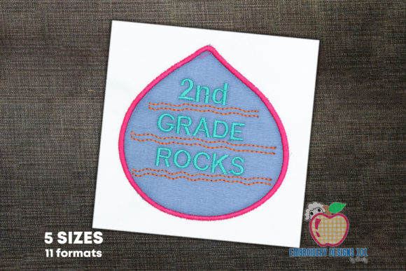 2nd Grade Rocks School Applique Design