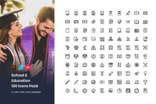 Mastering Visual Communication: A Deep Dive into the School Education 100 Set Icons Pack
