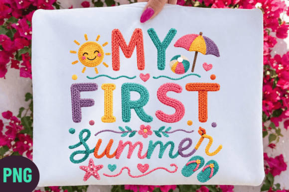 My First Summer Faux Yarn PNG Design